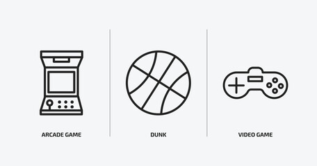 Poster - arcade outline icons set. arcade icons such as arcade game, dunk, video game vector. can be used web and mobile.