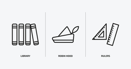 Poster - education outline icons set. education icons such as library, robin hood, rulers vector. can be used web and mobile.