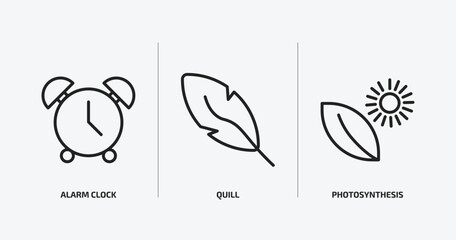 Poster - education outline icons set. education icons such as alarm clock, quill, photosynthesis vector. can be used web and mobile.