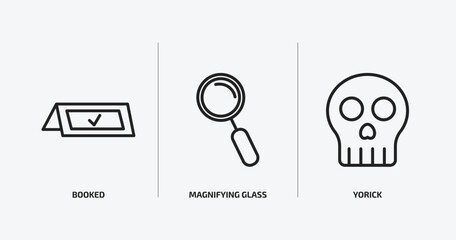 Poster - education outline icons set. education icons such as booked, magnifying glass, yorick vector. can be used web and mobile.