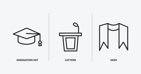 Poster - education collection. outline icons set. education collection. icons such as graduation hat, lectern, sash vector. can be used web and mobile.