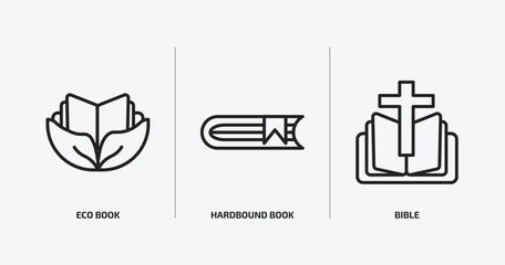 Poster - literature outline icons set. literature icons such as eco book, hardbound book, bible vector. can be used web and mobile.