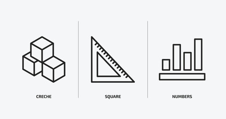 Poster - education collection. outline icons set. education collection. icons such as creche, square, numbers vector. can be used web and mobile.