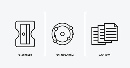 Poster - education outline icons set. education icons such as sharpener, solar system, archives vector. can be used web and mobile.