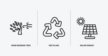 Poster - ecology outline icons set. ecology icons such as wind bending tree, recycling, solar energy vector. can be used web and mobile.
