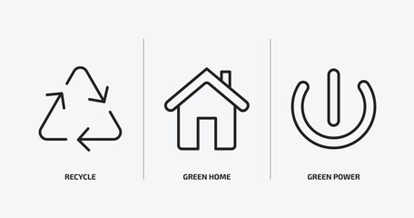 Poster - ecology outline icons set. ecology icons such as recycle, green home, green power vector. can be use