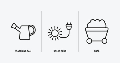 Poster - ecology outline icons set. ecology icons such as watering can, solar plug, coal vector. can be used web and mobile.