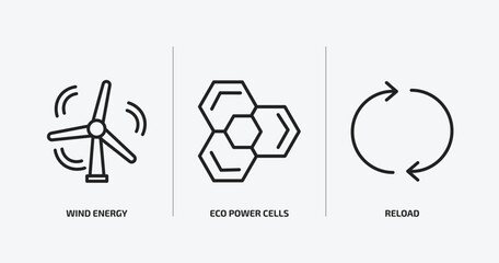Poster - ecology outline icons set. ecology icons such as wind energy, eco power cells, reload vector. can be used web and mobile.