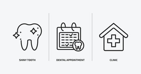 Poster - dentist outline icons set. dentist icons such as shiny tooth, dental appointment, clinic vector. can be used web and mobile.