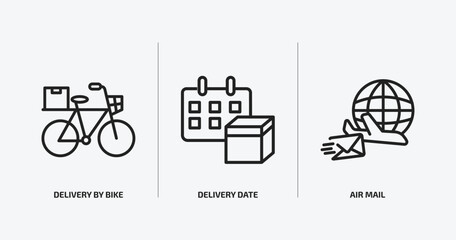 Poster - delivery and logistic outline icons set. delivery and logistic icons such as delivery by bike, date, air mail vector. can be used web and mobile.