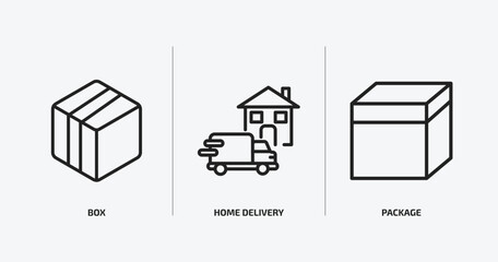 Poster - delivery and logistic outline icons set. delivery and logistic icons such as box, home delivery, package vector. can be used web and mobile.
