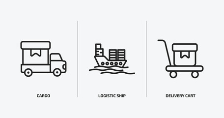 Poster - delivery and logistic outline icons set. delivery and logistic icons such as cargo, logistic ship, delivery cart vector. can be used web and mobile.