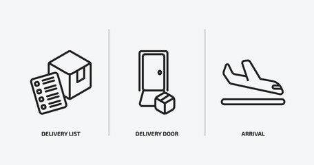 Poster - delivery and logistic outline icons set. delivery and logistic icons such as delivery list, door, arrival vector. can be used web and mobile.