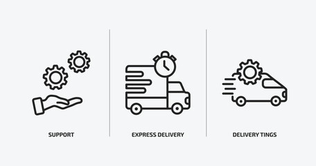 Poster - delivery and logistic outline icons set. delivery and logistic icons such as support, express delivery, tings vector. can be used web and mobile.