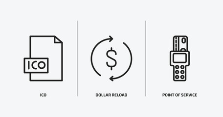 Poster - cryptocurrency outline icons set. cryptocurrency icons such as ico, dollar reload, point of service vector. can be used web and mobile.
