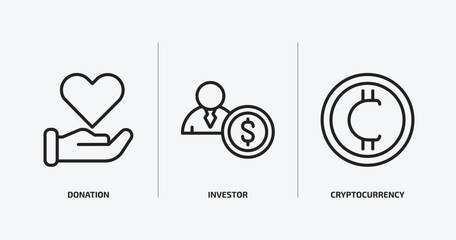 Poster - cryptocurrency outline icons set. cryptocurrency icons such as donation, investor, cryptocurrency vector. can be used web and mobile.