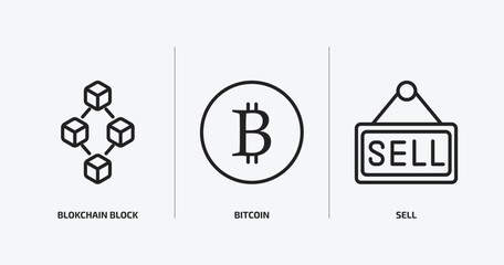 Poster - cryptocurrency outline icons set. cryptocurrency icons such as blokchain block, bitcoin, sell vector. can be used web and mobile.
