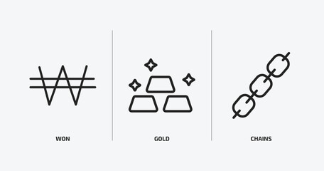 Poster - cryptocurrency outline icons set. cryptocurrency icons such as won, gold, chains vector. can be used web and mobile.