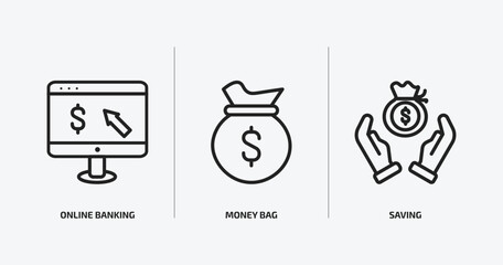 Poster - cryptocurrency outline icons set. cryptocurrency icons such as online banking, money bag, saving vector. can be used web and mobile.
