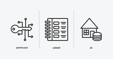 Poster - cryptocurrency outline icons set. cryptocurrency icons such as crypto key, ledger, as vector. can be used web and mobile.