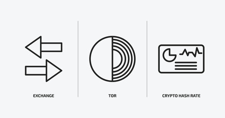 Aufkleber - cryptocurrency outline icons set. cryptocurrency icons such as exchange, tor, crypto hash rate vector. can be used web and mobile.