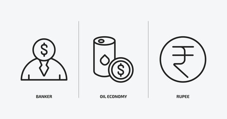 Aufkleber - cryptocurrency outline icons set. cryptocurrency icons such as banker, oil economy, rupee vector. can be used web and mobile.