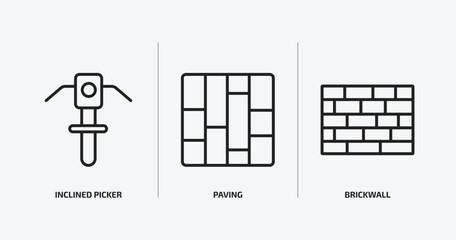 Poster - construction outline icons set. construction icons such as inclined picker, paving, brickwall vector. can be used web and mobile.