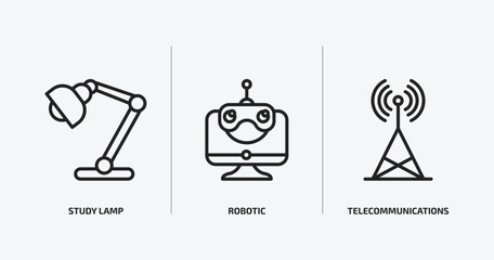 Poster - computer outline icons set. computer icons such as study lamp, robotic, telecommunications vector. can be used web and mobile.