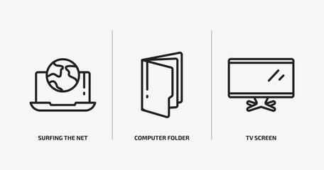 Poster - computer outline icons set. computer icons such as surfing the net, computer folder, tv screen vector. can be used web and mobile.