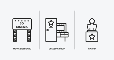 Poster - cinema outline icons set. cinema icons such as movie billboard, dressing room, award vector. can be used web and mobile.