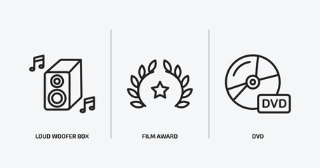 Poster - cinema outline icons set. cinema icons such as loud woofer box, film award, dvd vector. can be used web and mobile.