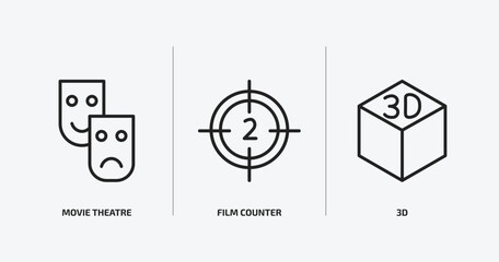 Poster - cinema outline icons set. cinema icons such as movie theatre, film counter, 3d vector. can be used web and mobile.