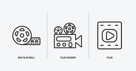 Poster - cinema outline icons set. cinema icons such as big film roll, film viewer, film vector. can be used web and mobile.