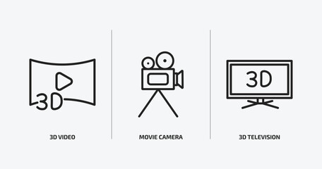 Poster - cinema outline icons set. cinema icons such as 3d video, movie camera, 3d television vector. can be used web and mobile.