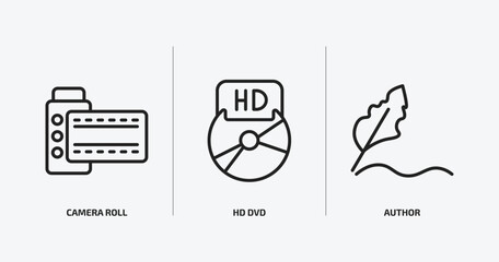 Poster - cinema outline icons set. cinema icons such as camera roll, hd dvd, author vector. can be used web and mobile.