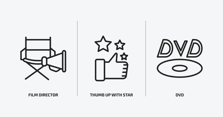 Poster - cinema outline icons set. cinema icons such as film director, thumb up with star, dvd vector. can be used web and mobile.