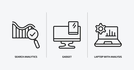 Poster - business and analytics outline icons set. business and analytics icons such as search analytics, gadget, laptop with analysis vector. can be used web and mobile.