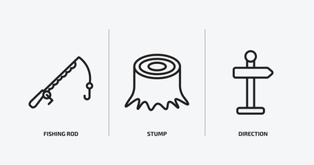 Poster - camping outline icons set. camping icons such as fishing rod, stump, direction vector. can be used web and mobile.