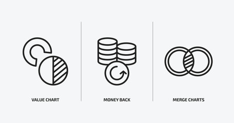 Poster - business and analytics outline icons set. business and analytics icons such as value chart, money back, merge charts vector. can be used web and mobile.