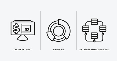 Poster - business and analytics outline icons set. business and analytics icons such as online payment, graph pie, database interconnected vector. can be used web and mobile.