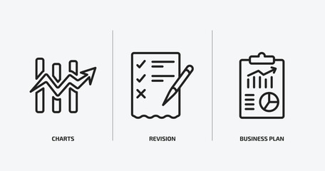 Poster - business and analytics outline icons set. business and analytics icons such as charts, revision, business plan vector. can be used web and mobile.
