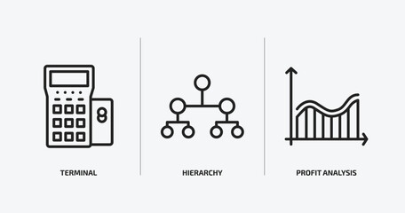 Wall Mural - business and analytics outline icons set. business and analytics icons such as terminal, hierarchy, 