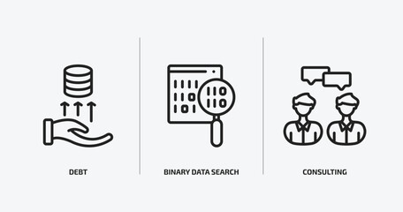 Poster - business and analytics outline icons set. business and analytics icons such as debt, binary data search, consulting vector. can be used web and mobile.