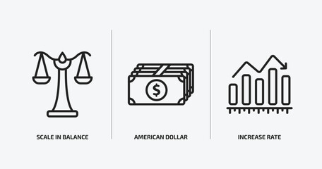Poster - business outline icons set. business icons such as scale in balance, american dollar bill, increase rate vector. can be used web and mobile.
