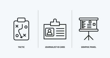 Poster - business outline icons set. business icons such as tactic, journalist id card, graphic panel vector. can be used web and mobile.