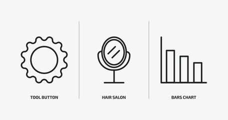 Poster - business outline icons set. business icons such as tool button, hair salon, bars chart vector. can be used web and mobile.