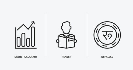 Poster - business outline icons set. business icons such as statistical chart, reader, nepalese vector. can be used web and mobile.
