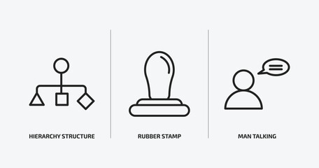 Poster - business outline icons set. business icons such as hierarchy structure, rubber stamp, man talking vector. can be used web and mobile.