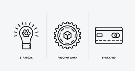 Wall Mural - business outline icons set. business icons such as strategic, proof of work, bank card vector. can be used web and mobile.