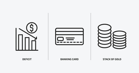Aufkleber - business outline icons set. business icons such as deficit, banking card, stack of gold vector. can be used web and mobile.